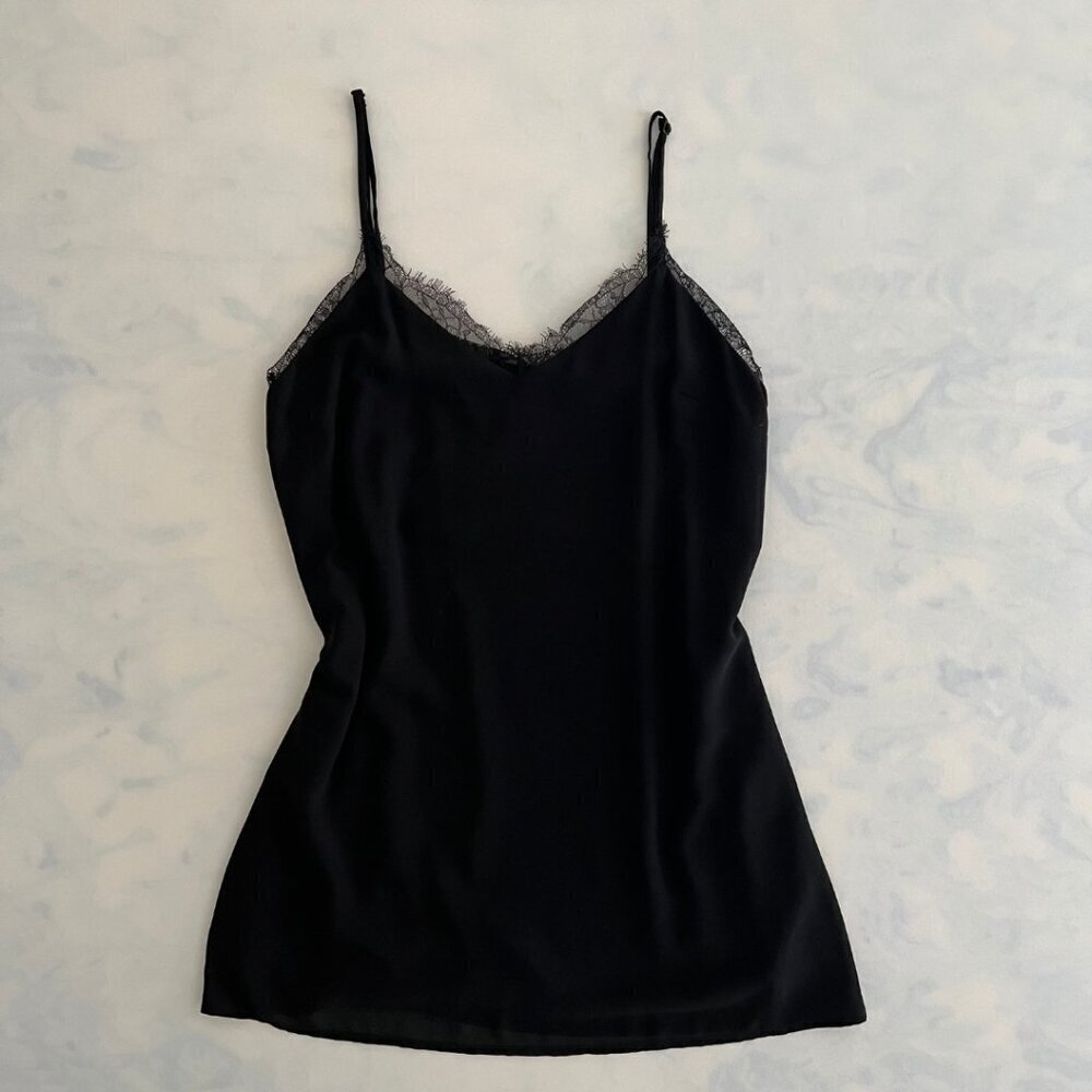 Lulus Classic Black Lace Trim Flowy Slip Cocktail Mini Dress